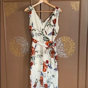 Romantic Poppy Floral Jumpsuit with Orange & Red Poppies & Cobalt Flowers